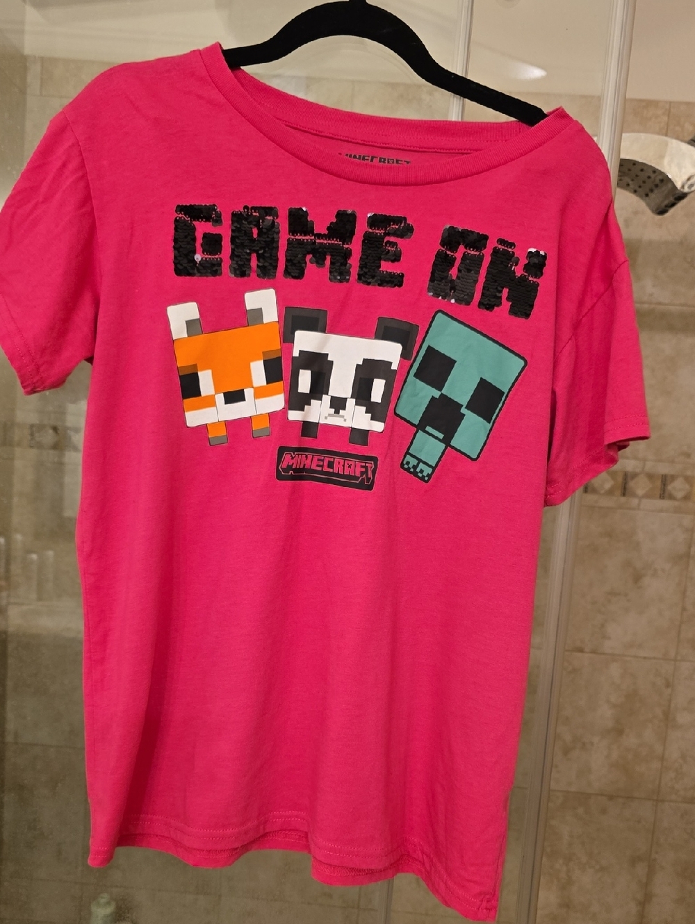 Minecraft Kids' Pink 'Game On' Graphic Tee